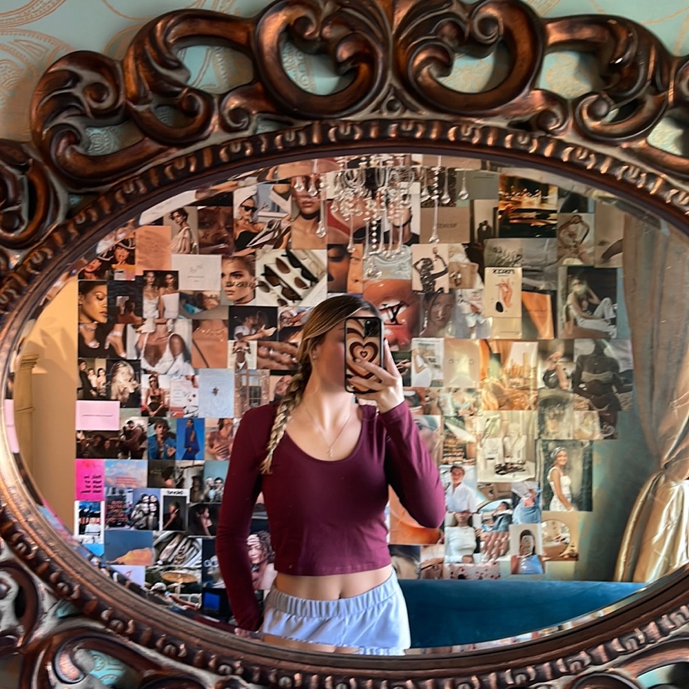 Crimson, (dark shade of red) PACSUN, long sleeve crop top